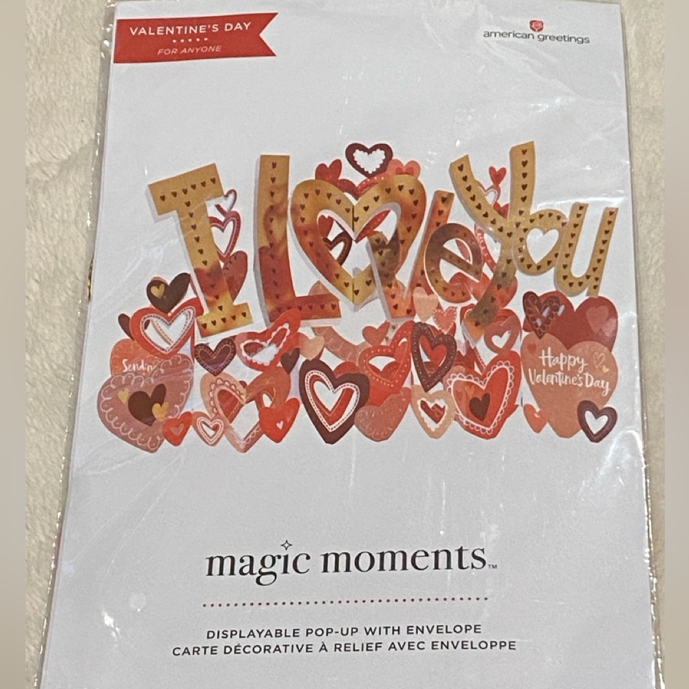 Valentine's Day I Love You 3-D 3D Displayable Pop-up Card with Envelope NWT